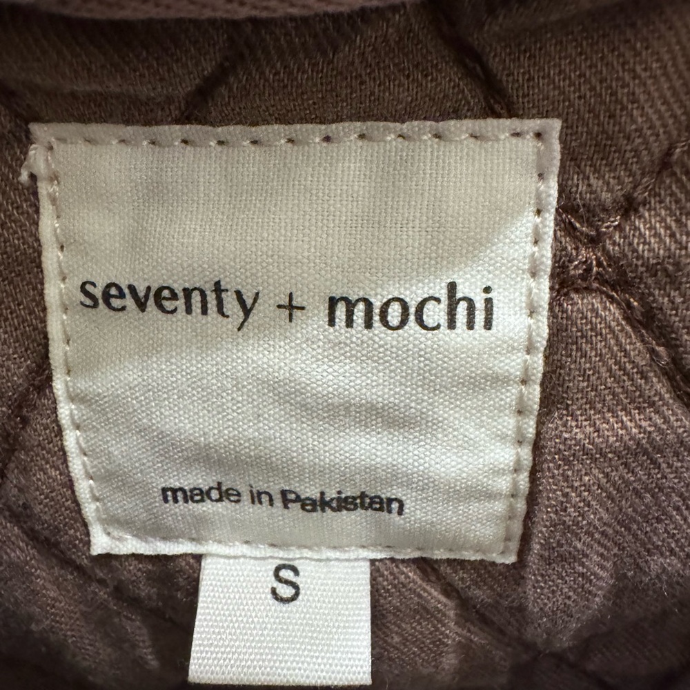 Seventy + Mochi Heidi Jacket in Washed Mocha Brown quilted denim tie front Small - Picture 12 of 13